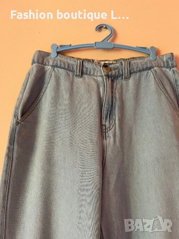 Дънки с широк прав крачол и връзки на глезените със странични джобове 38 размер на марката Amisu 👖, снимка 3 - Дънки - 51377365