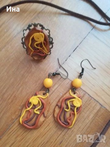 Комплект бижута от полимерна глина, снимка 3 - Бижутерийни комплекти - 27987364