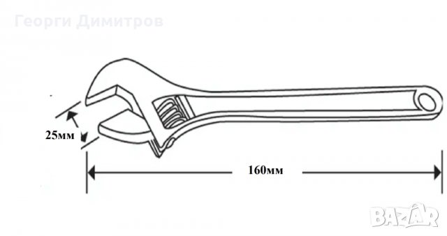 раздвижен ключ нов Snap on - blue point USA, GAJ6A 6”  - дължина160мм. до 25мм захват, снимка 2 - Ключове - 35583896