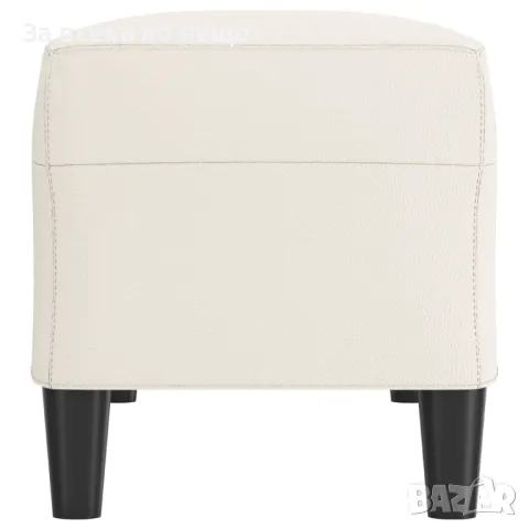 Пейка, кремава, 100x35x41 см, изкуствена кожа, снимка 2 - Дивани и мека мебел - 48230974