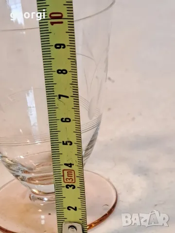 стъклена гравирана чаша от розово стъкло  20/2, снимка 5 - Чаши - 49123207