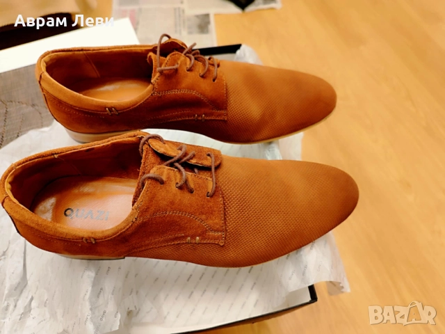 Мъжки обувки от естествена кожа (набук), цвят светло кафяво с номер 44, снимка 3 - Ежедневни обувки - 52258516