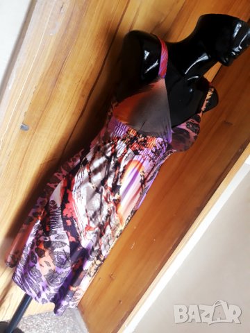 Лилава лятна рокля до коляното леопардов принт С-М, снимка 2 - Рокли - 32883328