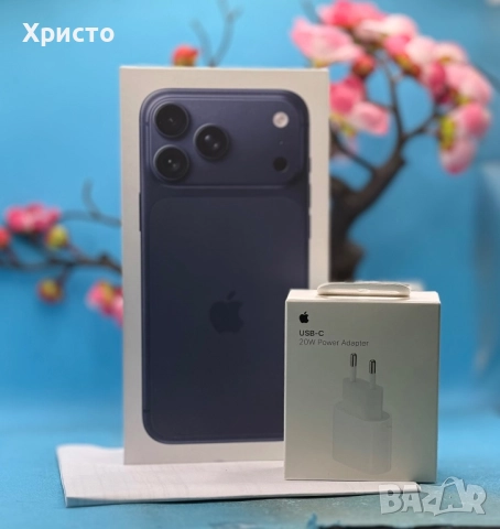 НОВ!!! Apple iPhone 17 Pro Max, 512GB, 5G, Deep Blue + подарък оригинален адаптер Apple