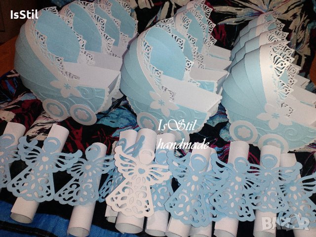 3Д количка -покана кръстници, подарък за гости на кръщене, покани колички, подарък новородено бебе, снимка 7 - Други - 18683734