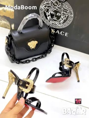 Versace дамаски обувки на ток + чанта Два цвята 