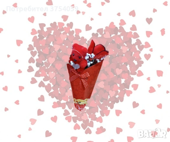 Романтичен букет с мече и червени рози, снимка 4 - Романтични подаръци - 53084338