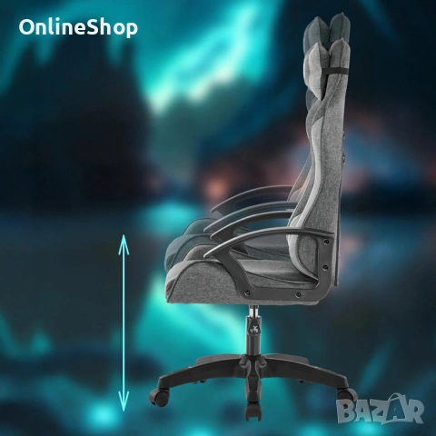 Геймърски стол за бюро, с поддръжка за крака, регулиране на височината, снимка 12 - Столове - 53065950