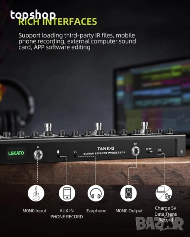 Чисто нов LEKATO Мултифункционален китарен ефект / педал с 36 пресета, редактируеми 4 модула..., снимка 3 - Ресийвъри, усилватели, смесителни пултове - 51572598