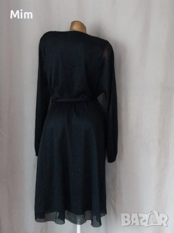 3XL Черна рокля солей с дълъг ръкав , снимка 4 - Рокли - 52183683