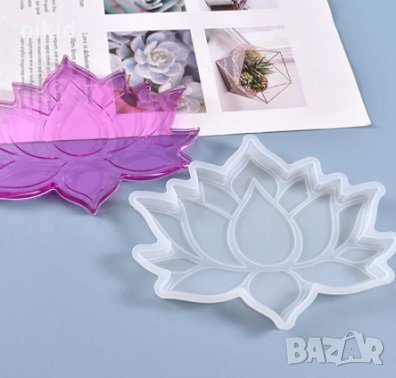 Голям Лотус Лотос цвете силиконов молд форма фондан шоколад смола подложка поставка чаша чаши гипс, снимка 2 - Форми - 32942194