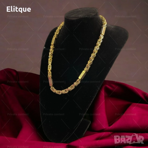 Изтънчен мъжки стил ланец от медицинска стомана I c e b e r g със златисто покритие