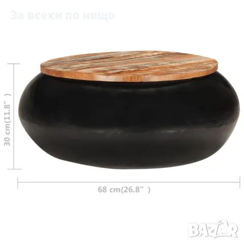 Маса За Кафе, Черна, 68x68x30 см, Регенерирано Дърво Масив Код P493, снимка 9 - Маси - 50262934