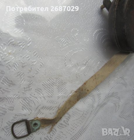 Стара ролетка 10 метра,  ролетка за мерене, кожа месинг маркировка, кутия кожа и дърво за цигари, снимка 6 - Антикварни и старинни предмети - 32607772