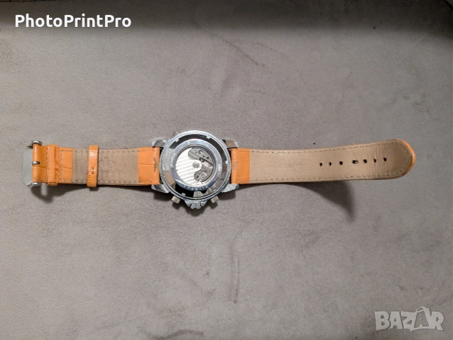 Мъжки автоматичен часовник Lindberg & Sons – Open Heart (Оранжев), снимка 5 - Мъжки - 53077470