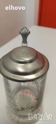 Немска кристална халба с капак, снимка 2 - Антикварни и старинни предмети - 32990092