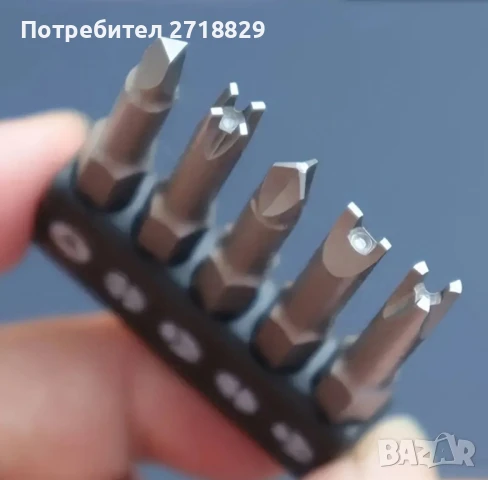 Комплект отвертка  и редки накрайници(битове) за(винтоверт,отверка)за китайски малки електроуреди., снимка 3 - Отвертки - 50535642
