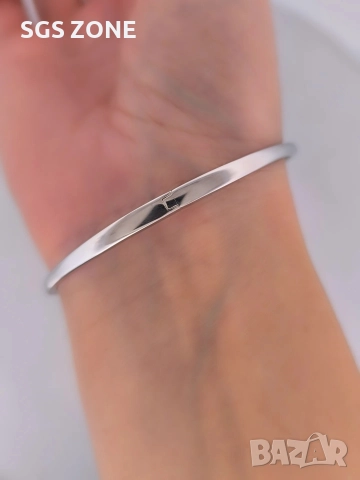 Стилна сребърна гривна с рубин, снимка 4 - Гривни - 52750348