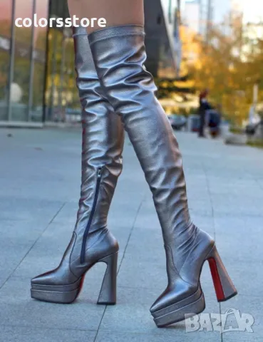 Чизми на ток - бронз кожа - YSV2, снимка 2 - Дамски ботуши - 47928042