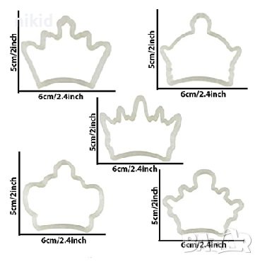 5 бр корона корони пластмасови резци резец форма форми за фондан тесто сладки, снимка 3 - Форми - 39060828