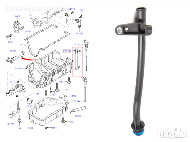 Гърловина, Щека пръчка за мерене нивото на маслото FORD FOCUS, TRANSIT CONNECT 1.8D, снимка 4 - Части - 32341347