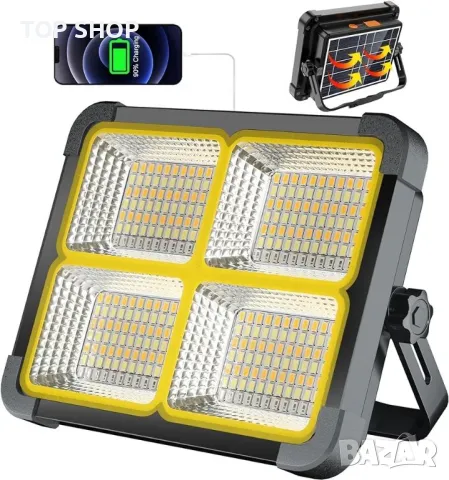 Работна светлина Акумулаторна 100W, преносима LED слънчева работна светлина 12000mAh 10000 LM