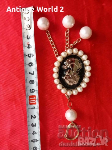 Голяма Висулка КАМЕЯ с Перли, снимка 5 - Антикварни и старинни предмети - 53227711