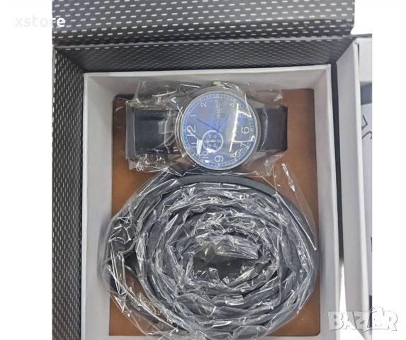 Стилен мъжки подаръчен комплект часовник,колан и портфейл, снимка 3 - Други - 52793299