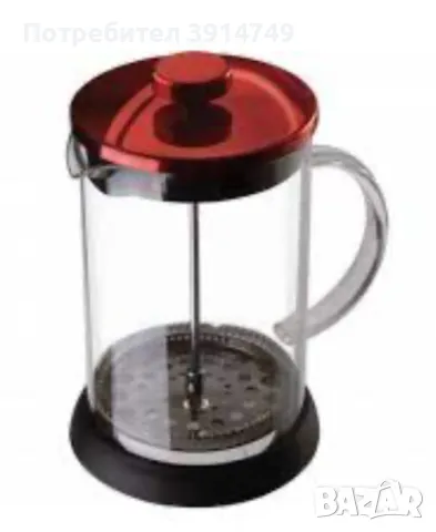 Френска преса кафе, чай; кана; чайник; боросиликат стъкло / инокс, термоустойчива до 180С, 800 мл