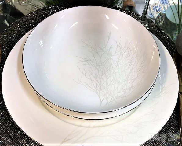 Комплект чинии "Дървото на живота" от костен порцелан с платинен кант, снимка 2 - Подаръци за сватба - 34140707