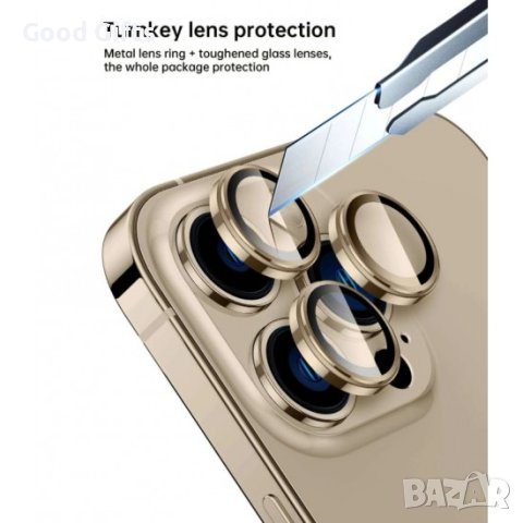 Цветен протектор за Камера iPhone 15 Pro Max, Златист, снимка 2 - Фолия, протектори - 43033278