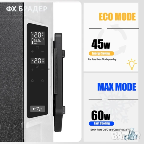 Alpicool Компресорен Хладилник за кола с фризер 12/24/220V, блутут функция, снимка 5 - Хладилници - 50512366