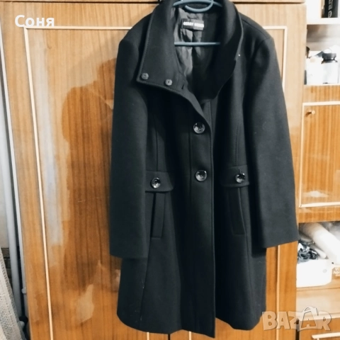 Дамско палто, черно с големи копчета  , снимка 2 - Палта, манта - 52592466