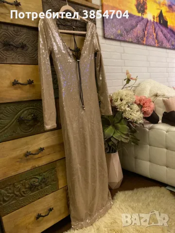 Рокля с пайети*S*Nude sequined dress 16Arlington, снимка 4 - Рокли - 48105730