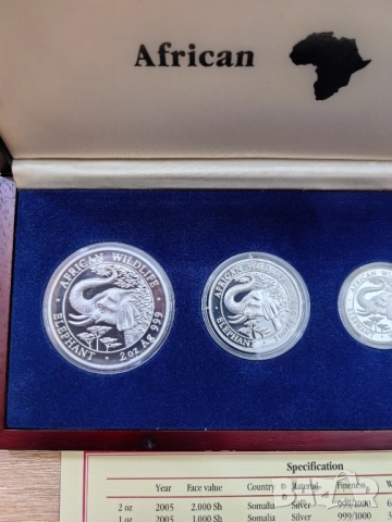 Африкански слон 2005 г . Изключително рядък сет, снимка 10 - Нумизматика и бонистика - 51895852