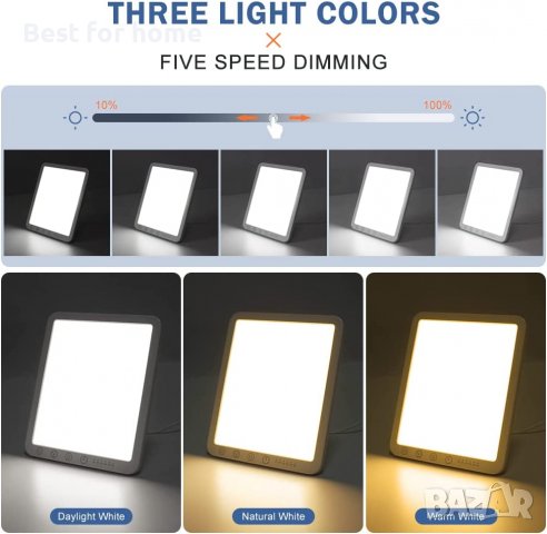 LED терапевтична лампа със сензорно управление, 5 нива на яркост и 6 нива таймер, снимка 4 - Лед осветление - 39455345