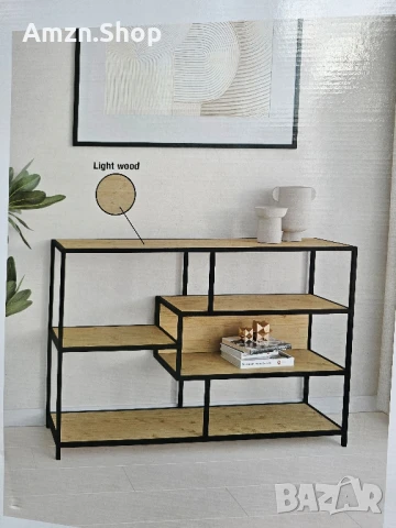 Етажерка Библиотека в Индустриален стил 116 см x 76 см x 30 см рафт черен LOFT, снимка 4 - Етажерки - 51196290