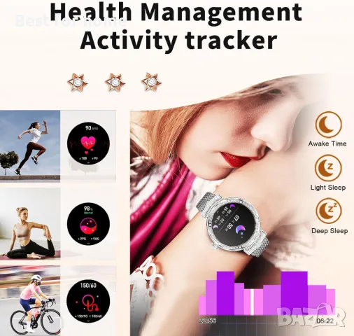 Луксозен дамски смарт часовник- AMOLED дисплей, метален от Fremtudmy H98, снимка 5 - Смарт часовници - 48711083