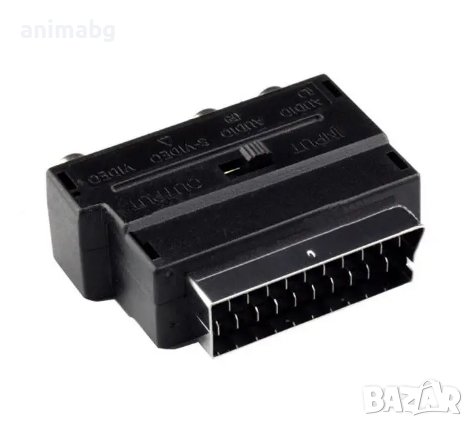 ANIMABG Scart към S-Video AV двупосочен адаптер за връзка на CD DVD плейъри видеорекордери конзоли з, снимка 4 - Кабели и адаптери - 44083855