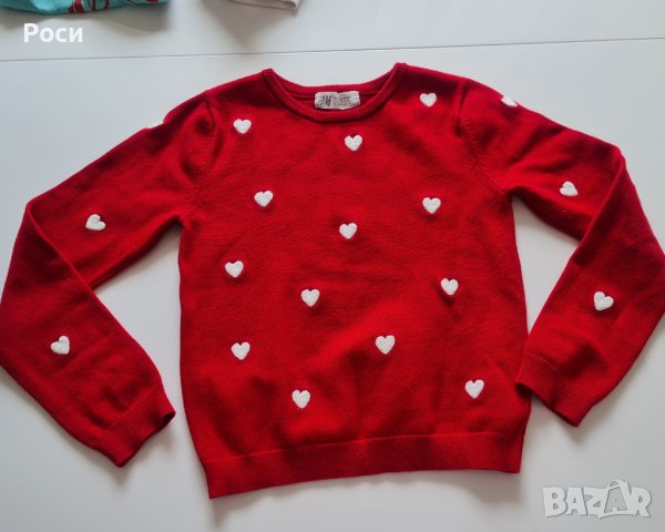 Пуловер черен на сърчица , снимка 1 - Детски Блузи и туники - 42985354