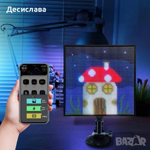 Интелигентен LED екран 32×32 за заден прозорец на автомобил – Модел Pixel RGB с Bluetooth управление, снимка 6 - Аксесоари и консумативи - 53136250