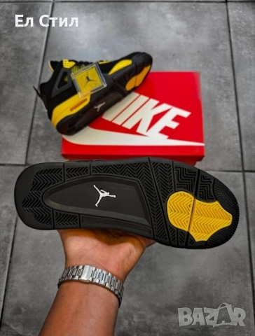 📌Air Jordan 4 Retro “Black/Yellow” 41 43 44 45 46 номер Цена 180лв/92.03 € Еконт, снимка 3 - Маратонки - 52240895