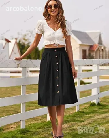 Ежедневна дамска пола с копчета и висока талия, 5цвята , снимка 11 - Поли - 48996172