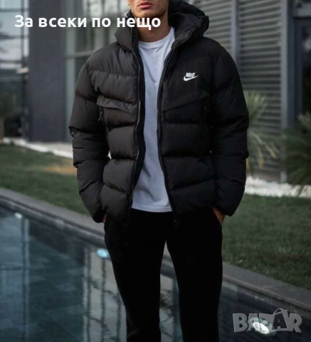 Nike Мъжко Черно Зимно Яке С Бродирано Лого Найк Код B408, снимка 2 - Якета - 52080007
