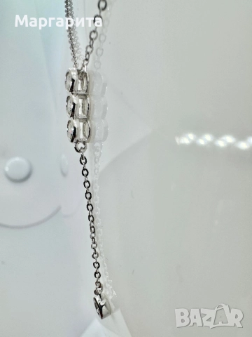 Сребърно колие с мойсанит (диамант) 0.4к, снимка 6 - Колиета, медальони, синджири - 51939231
