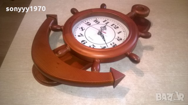 голяма котва с рул-дървена с часовник-42х31х6см-внос холандия, снимка 4 - Колекции - 27965272