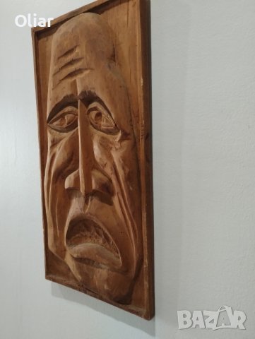 Дървено пано. Дърворезба. Маска. , снимка 3 - Декорация за дома - 43610519