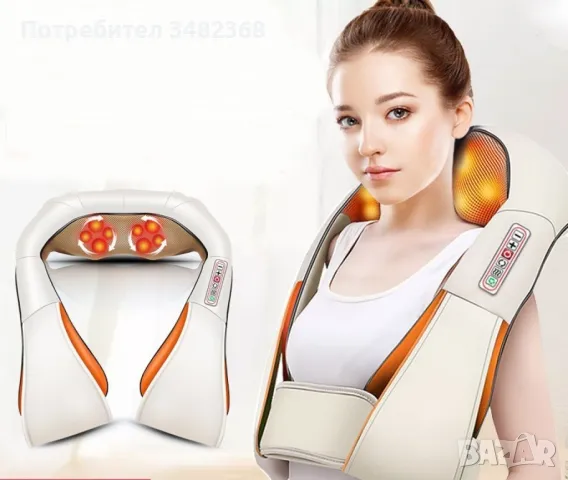 Шиацу 4D масажор за врат, гръб, плешки и рамене с функция затопляне, снимка 1
