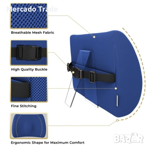Комплект лумбална възглавница и ортопедична възглавница Mercado Trade, 2 в 1, Мемори пяна, снимка 3 - Аксесоари и консумативи - 53167606