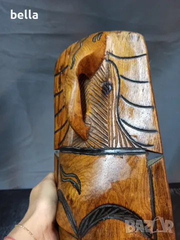 АФРИКАНСКА МАСИВНА МАСКА РЪЧ ИЗРАБОТКА , снимка 4 - Други ценни предмети - 47458619